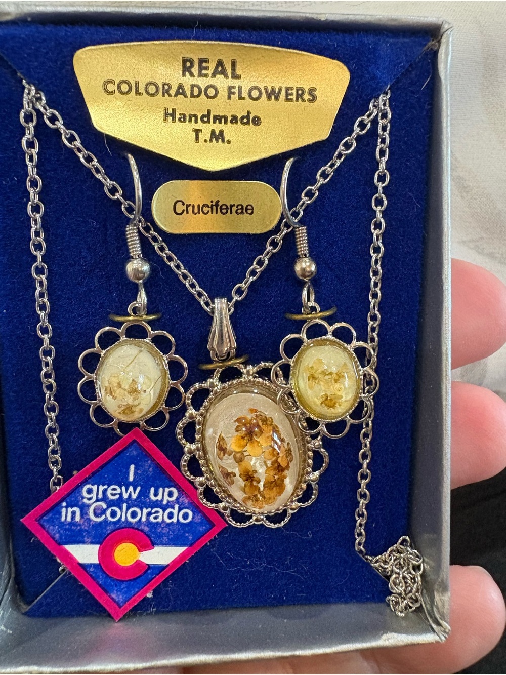 Cottage core Americana necklace and earring set from Colorado.  Beautiful gift